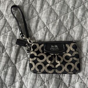 Coach Black  Circle Pattern Wristlet